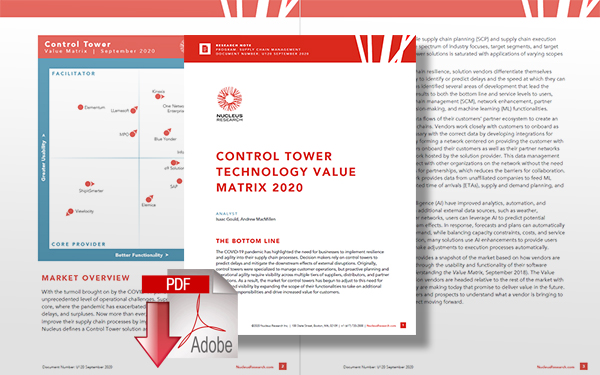 Download Nucleus Research’s Control Tower Value Matrix For 2020