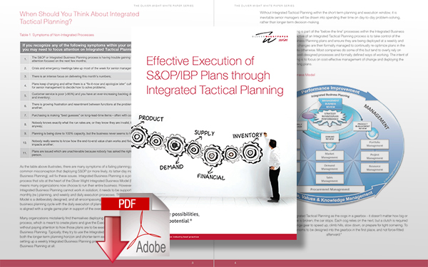 Download Effective Execution of S&OP/IBP Plans through Integrated Tactical Planning