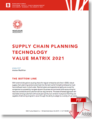 Nucleus Research: Supply Chain Technology Value Matrix 2021