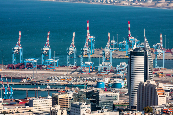 The Port of Haifi in Israel. Shipping bottlenecks, increased costs, and disrupted deliveries could result in shifting transportation of goods from the Middle East as the Israel-Hamas war drags on. 