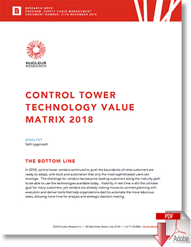 Download Control Tower Technology Value Matrix 2018