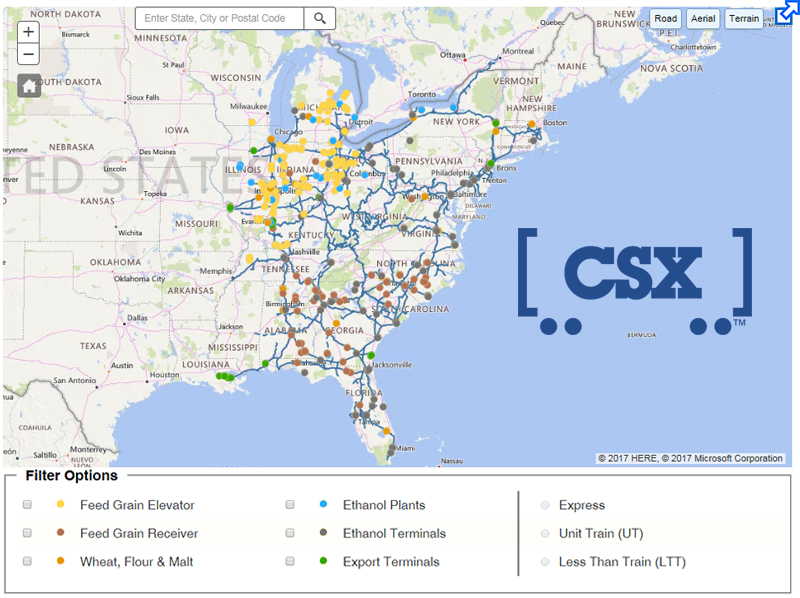 CSX Agriculture Locations Map
