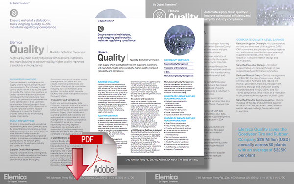 Download he Elemica QUALITY | Supplier Quality Management
