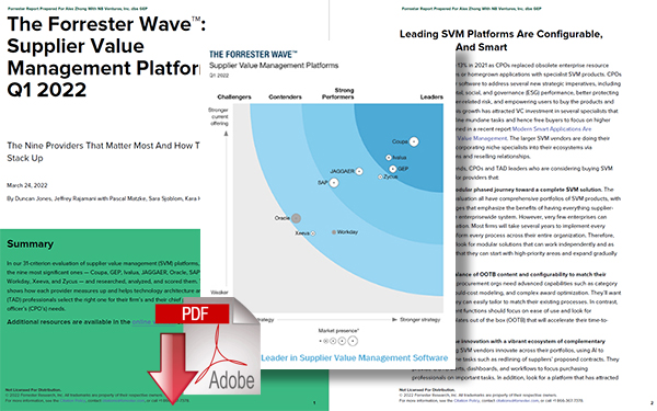 Download The Forrester Wave™: Supplier Value Management Platforms, Q1 2022