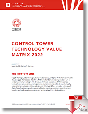 Download Nucleus Research Control Tower Value Matrix 2022