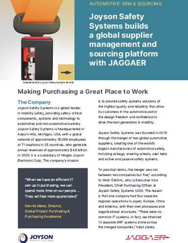 JAGGAER Revolutionizes Supplier Management and Sourcing for Joyson Safety Systems