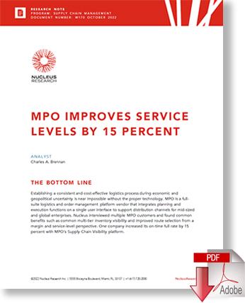 Download Nucleus Analyst Report: MPO Improves Service Levels by 15%