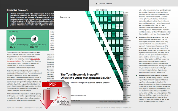 Download The Total Economic Impact™ of Esker’s Order Management Solution